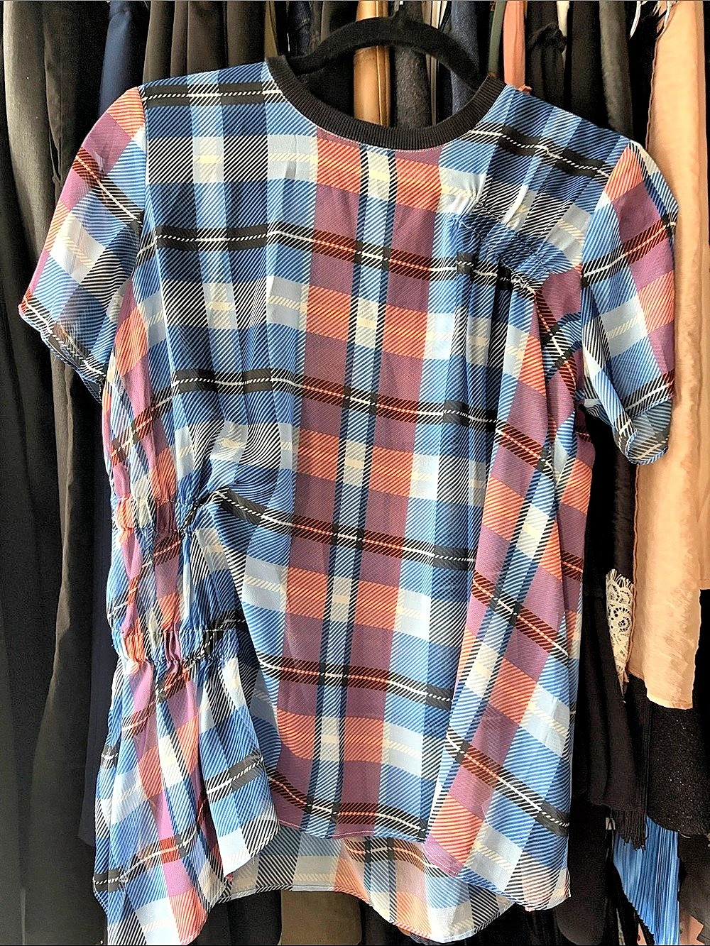 Opening Ceremony Plaid Short Sleeve Top in Blue & Red Like New
